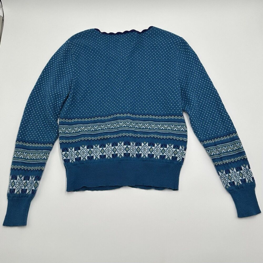 Aerie Blue Snowflake Fair Isle Cardigan Sweater Womens S Luxury Knit Blend - Picture 9 of 15